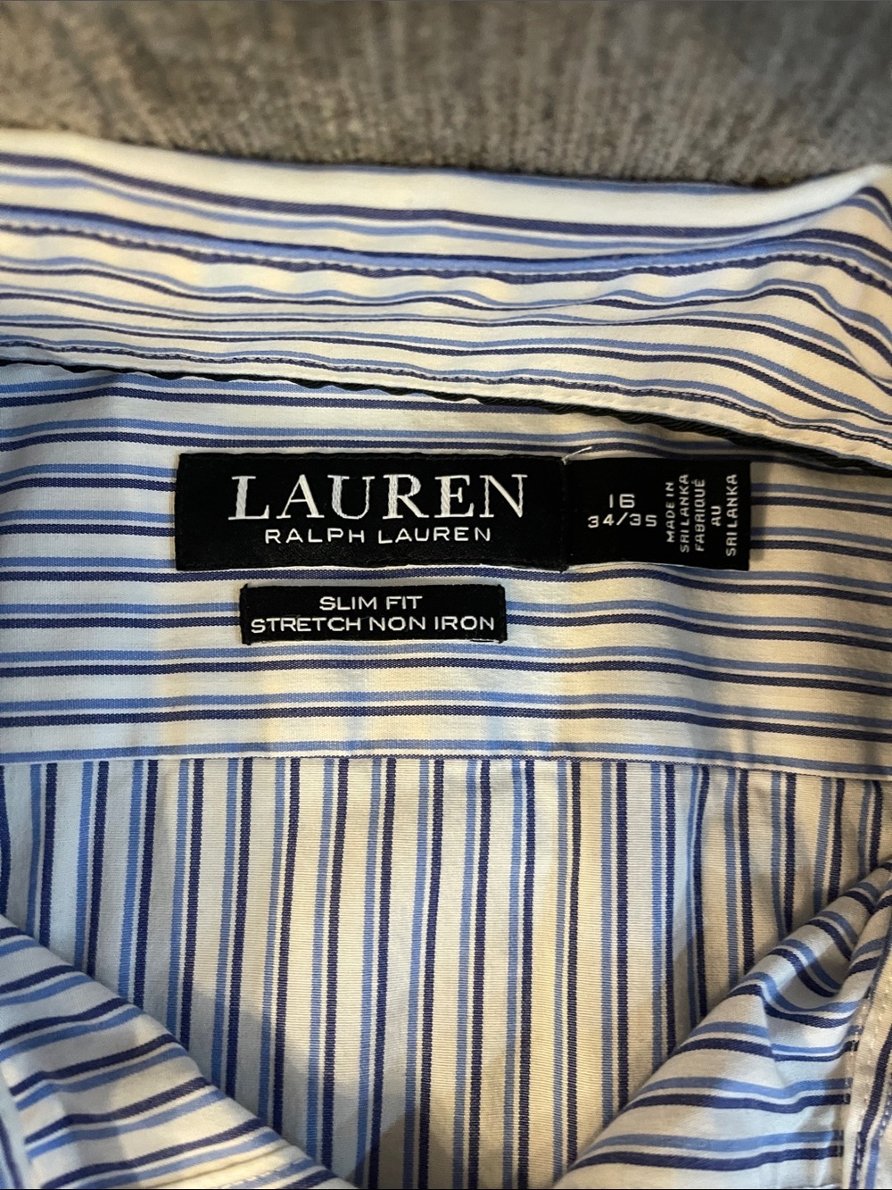 Lauren Ralph Lauren White and Blue Striped Men's Dress Shirt 16 34/35 - Picture 2 of 3